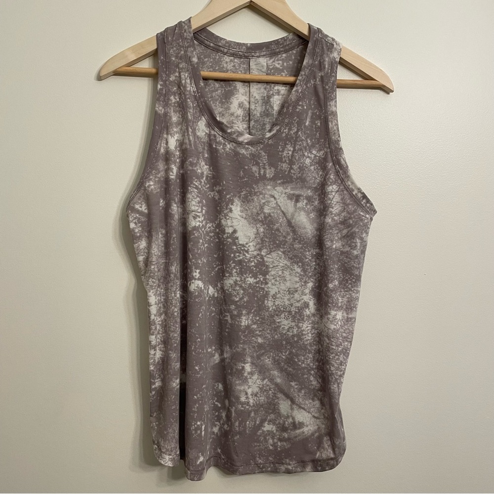 all in motion workout tank grey white splatter pattern L
